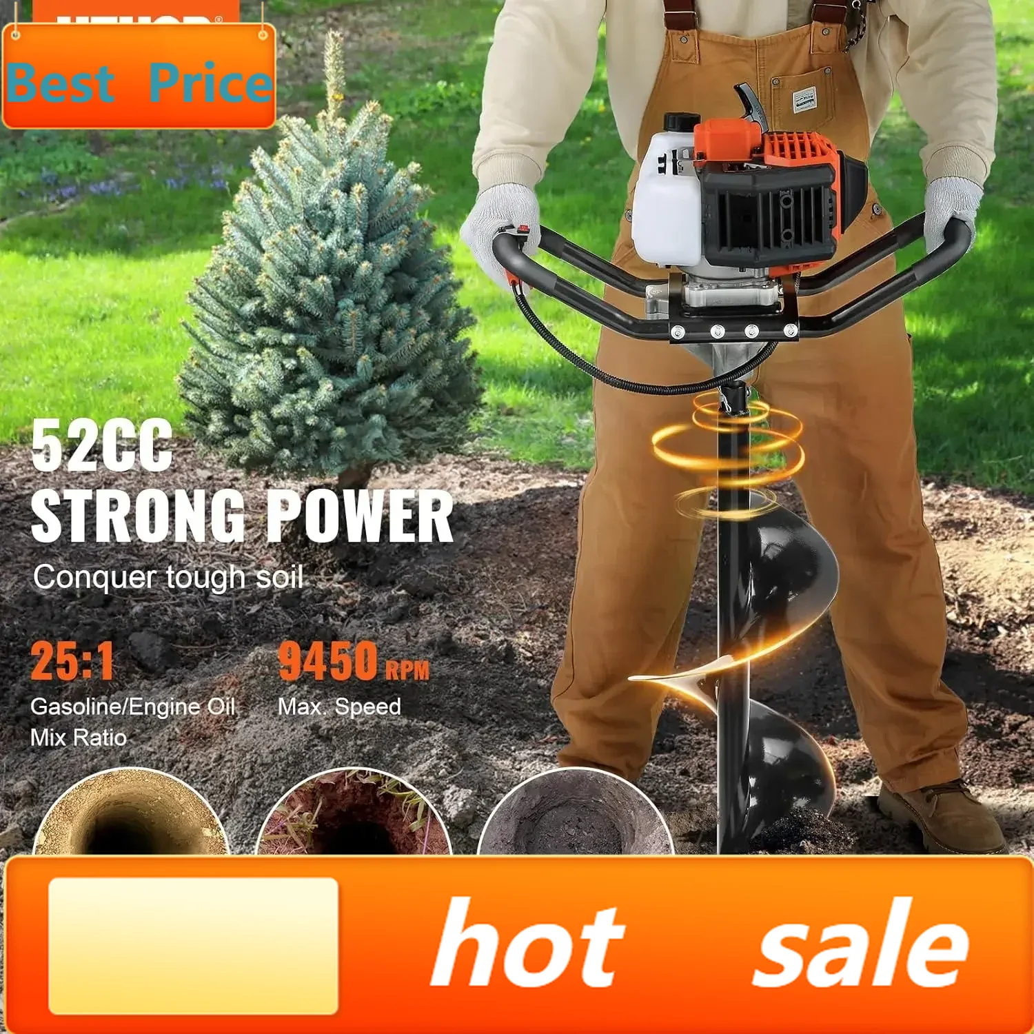 Post Hole Digger - BestsellerPost Hole Digger, 52cc 1450W Auger
