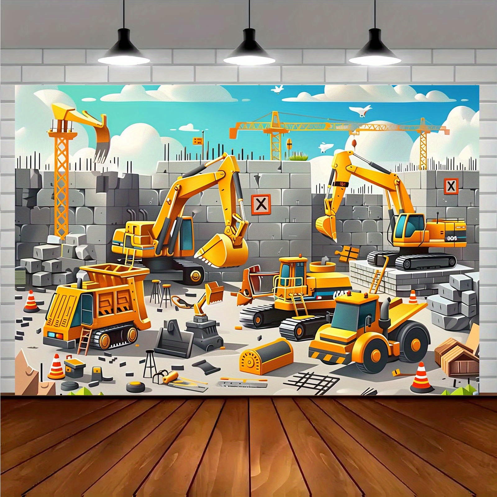Heavy Equipment For Construction - 1pc Vivid construction site party banner