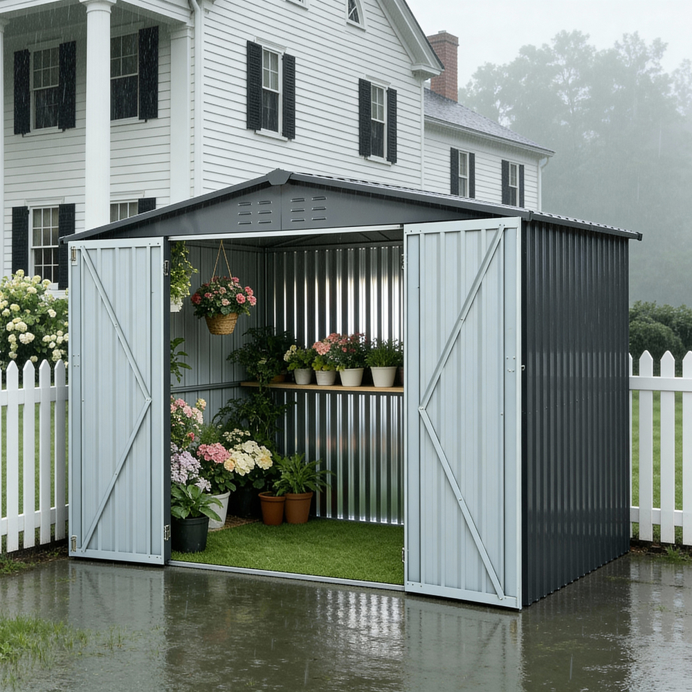 Metal Storage Shed with Double – Heavy Equipment Storage Yard recenzja i cena